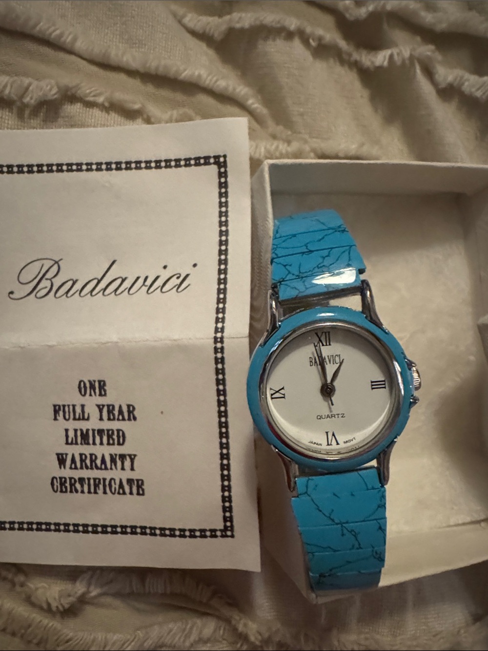 NWT Vintage Badavia women’s Quartz Watch w/ turquoise gemstones Strap braclet